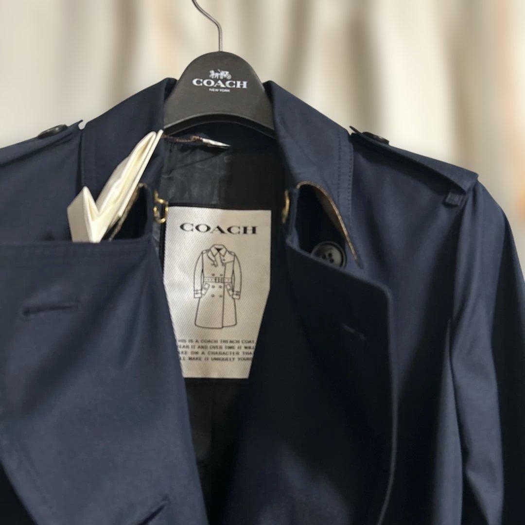 新品タグ付　コーチ　トレンチコート　ロングコート　　ネイビー　M