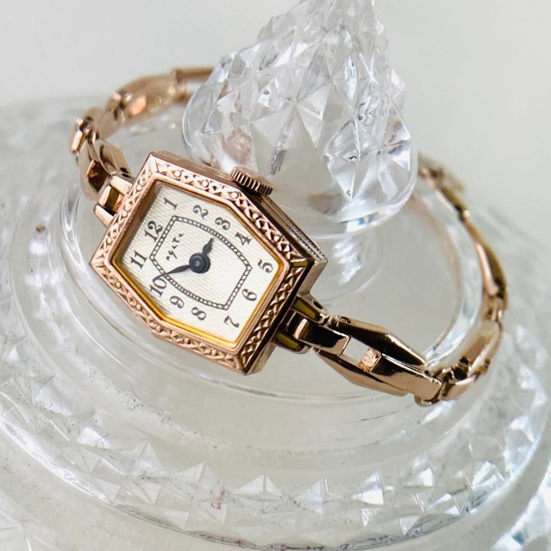 美品 アガット ヘキサゴン 腕時計 稼働品 silver ブレスレット ウォッチ