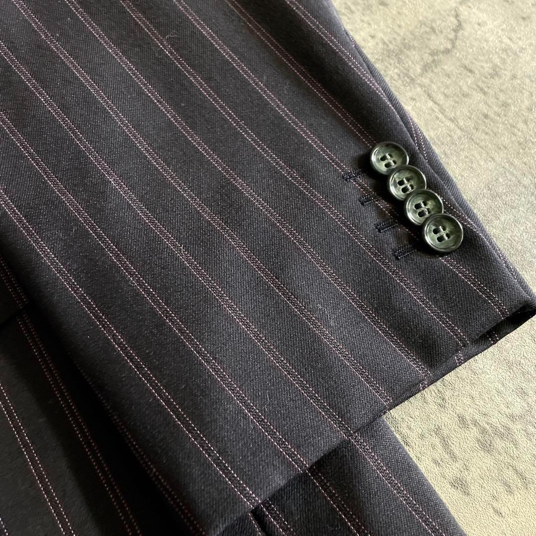 至高 極上ウール ピンクストライプ VERSACE ネクタイ ダブルスーツ XL