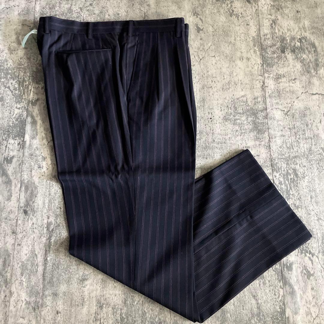 至高 極上ウール ピンクストライプ VERSACE ネクタイ ダブルスーツ XL