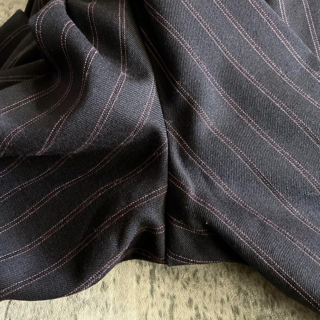 至高 極上ウール ピンクストライプ VERSACE ネクタイ ダブルスーツ XL