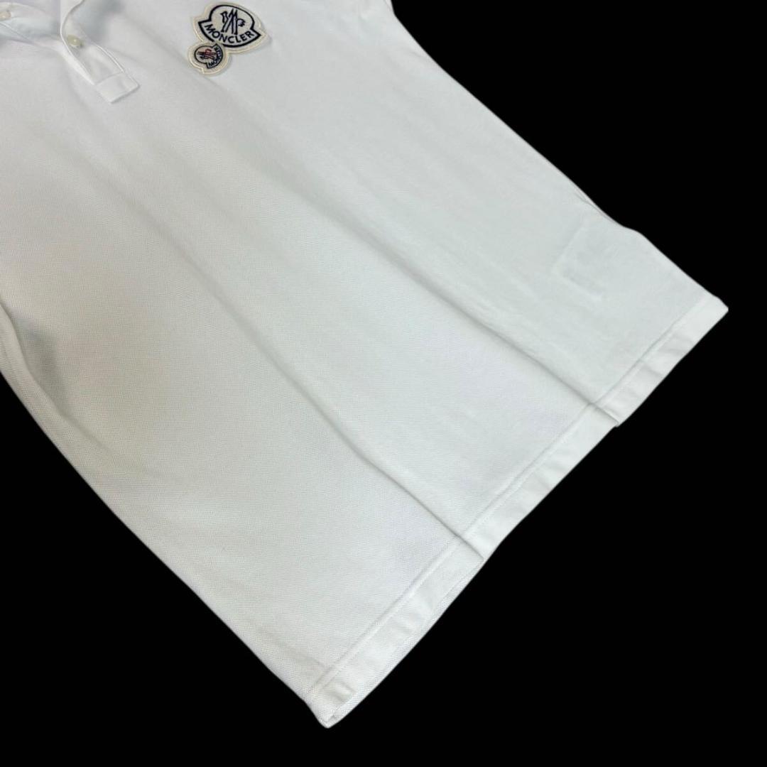 【美品】MONCLER 鹿の子 半袖 ポロシャツ ワッペン ホワイト Mサイズ