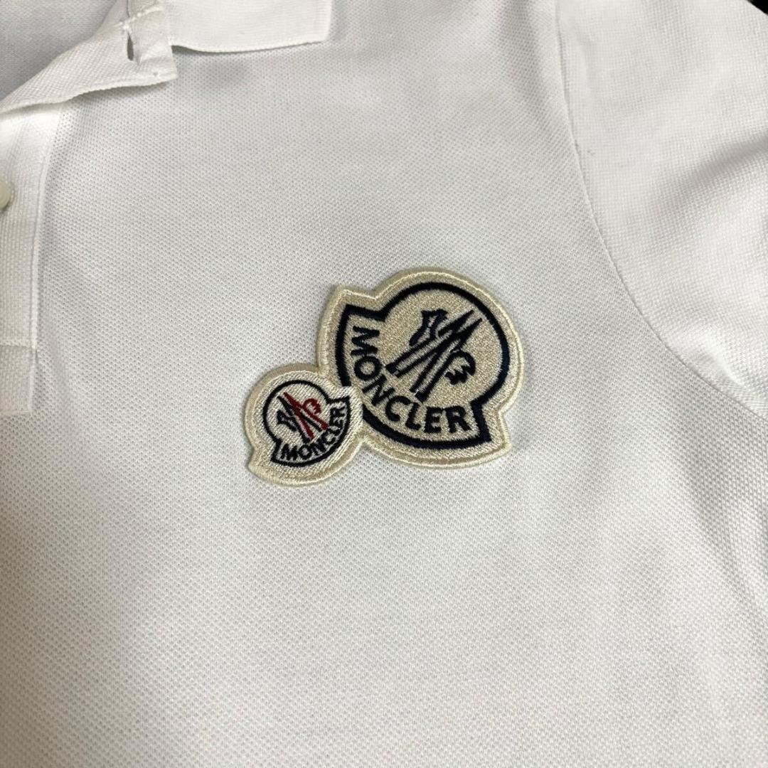 【美品】MONCLER 鹿の子 半袖 ポロシャツ ワッペン ホワイト Mサイズ