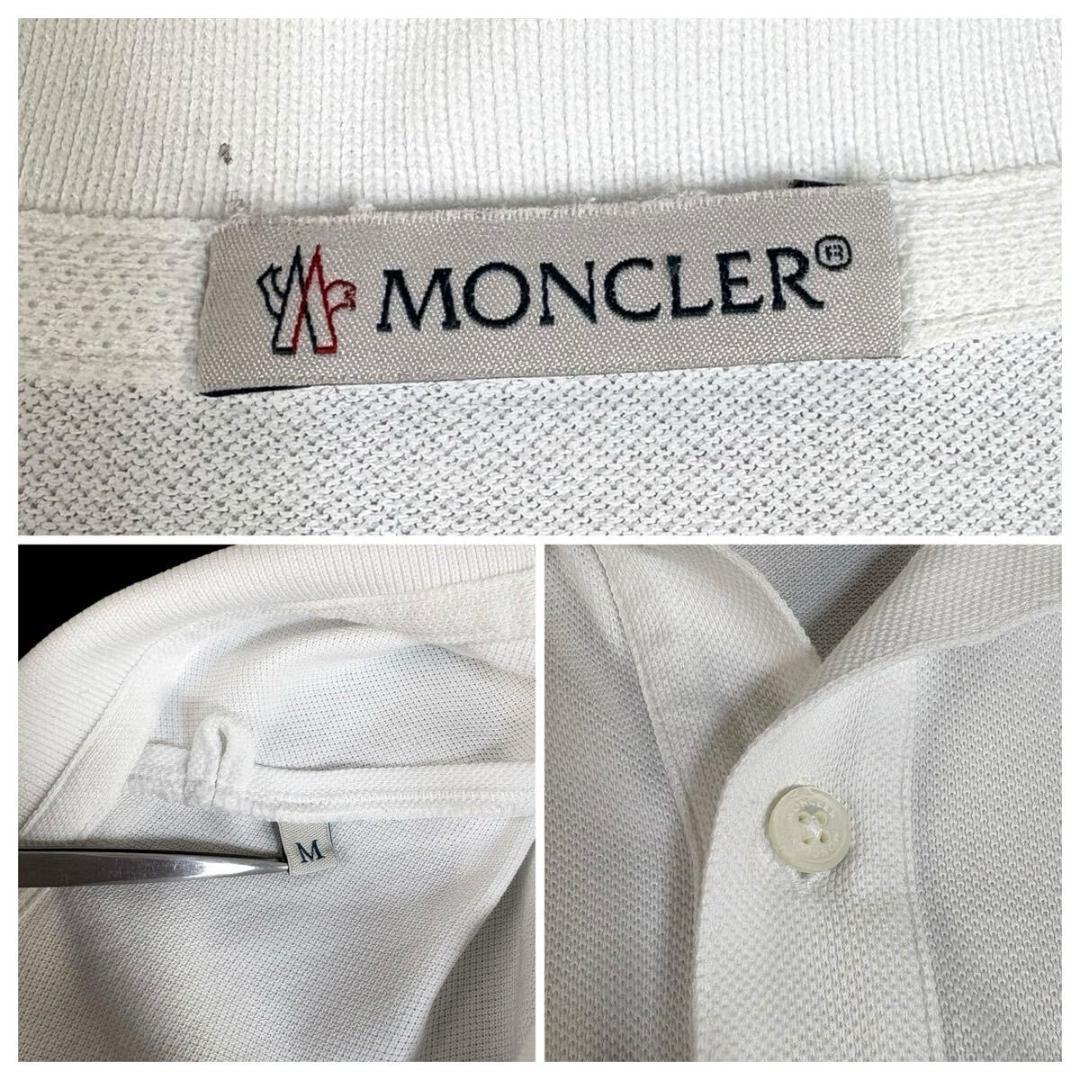 【美品】MONCLER 鹿の子 半袖 ポロシャツ ワッペン ホワイト Mサイズ