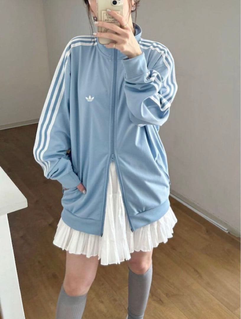 SサイズSNIDELスナイデルadidasトラックジャケットベッケンバウアー水色