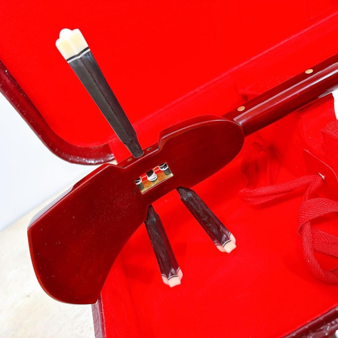 沖縄　三線 本蛇革 ケース付き 初心者 入門 蛇皮 本革