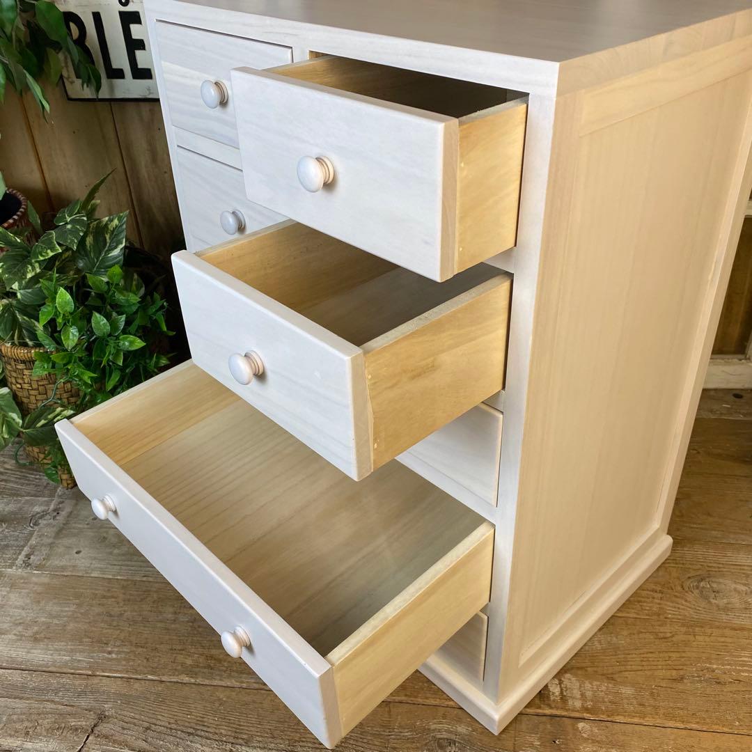 大幅値下げセール中！木製多引き出し桐チェストタンスホワイト二点セット収納家具