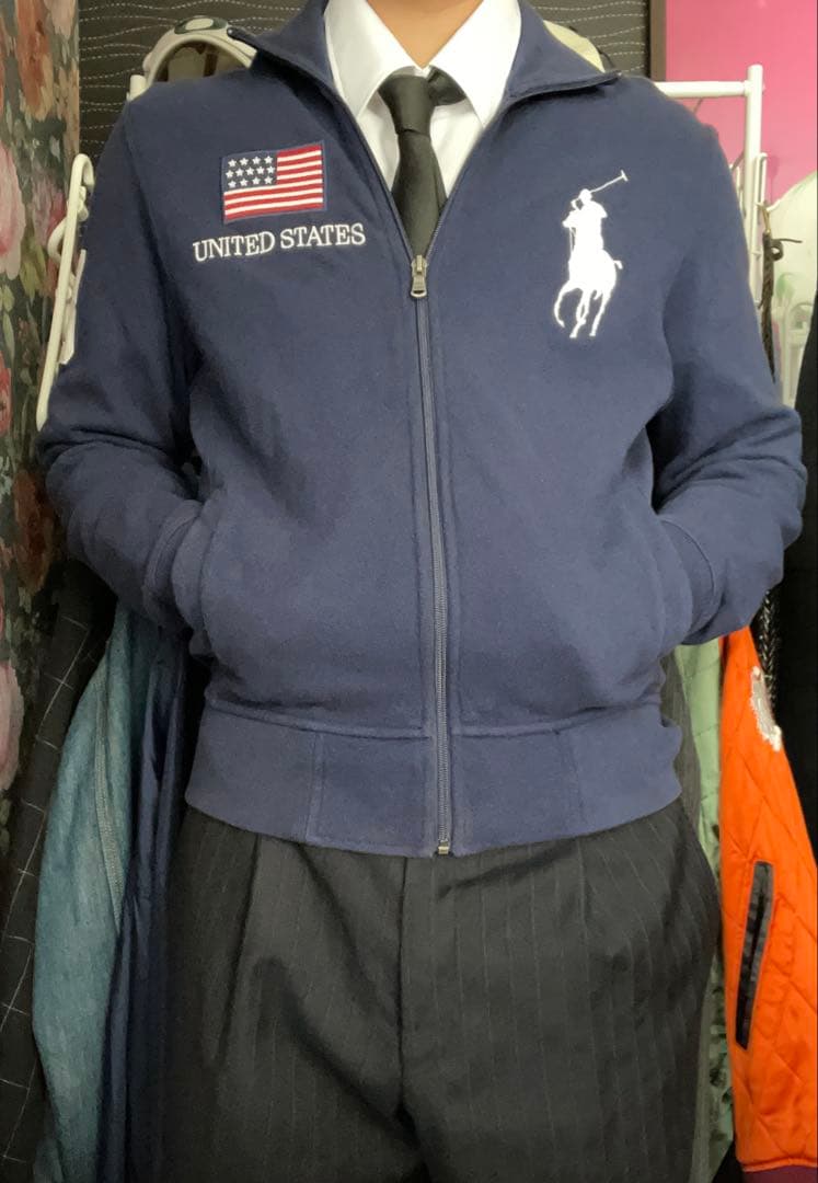 ポロ ラルフローレン トラックジャケット USA ネイビー M