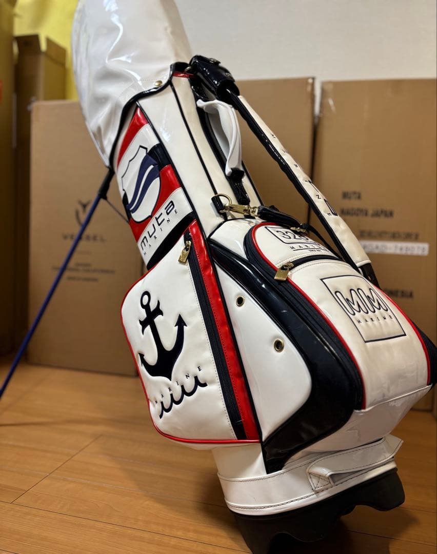 美品 muta MARINE ムータマリン エナメル スタンドキャディバッグ