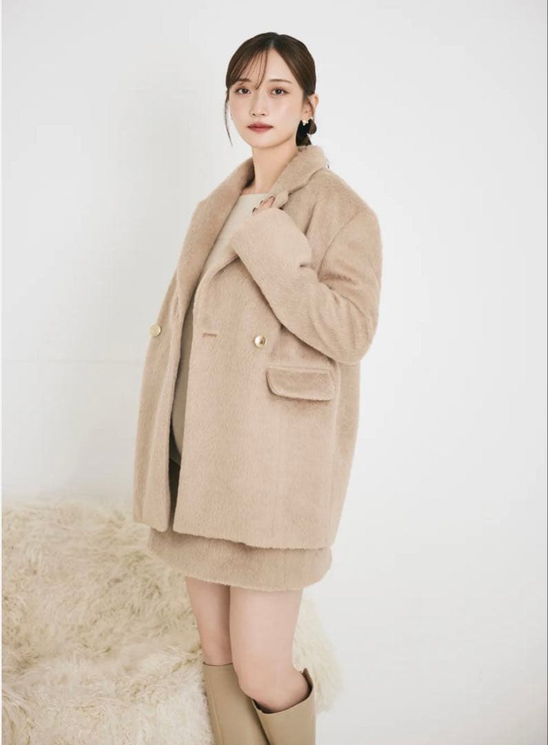 polaura ポローラシャギージャケットコート【ベージュ】