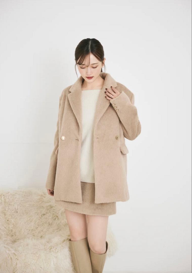 polaura ポローラシャギージャケットコート【ベージュ】