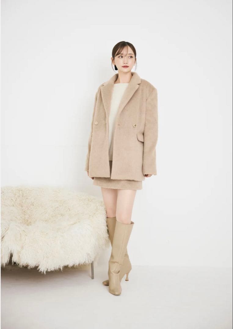 polaura ポローラシャギージャケットコート【ベージュ】