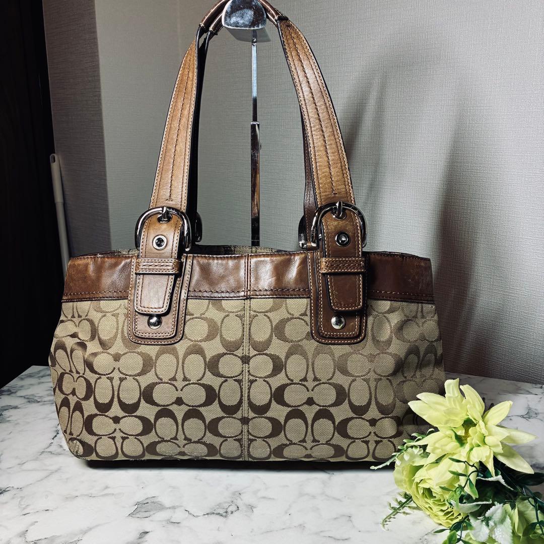 バッグ Coach large brown Soho Y2K signature