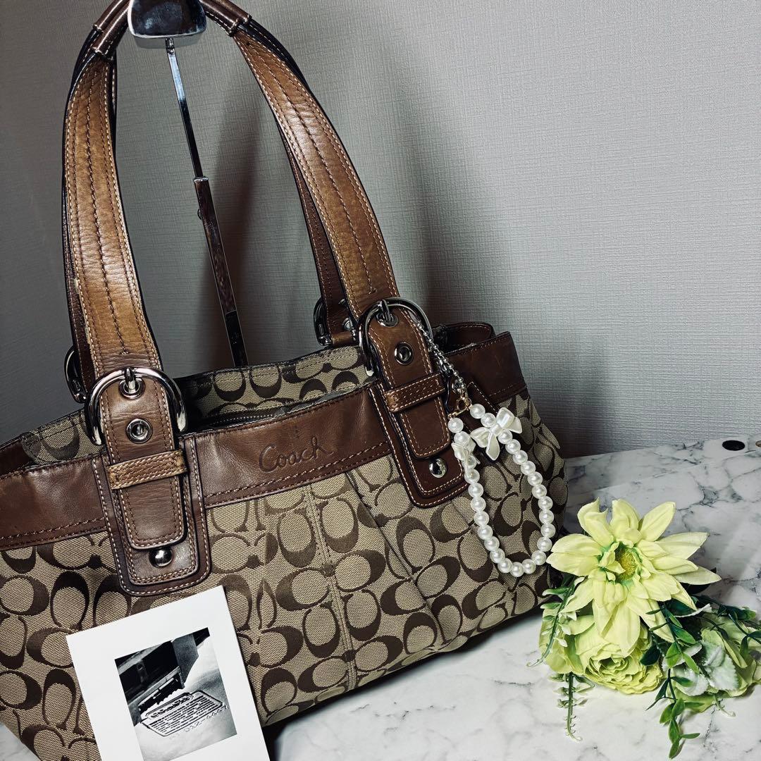 バッグ Coach large brown Soho Y2K signature