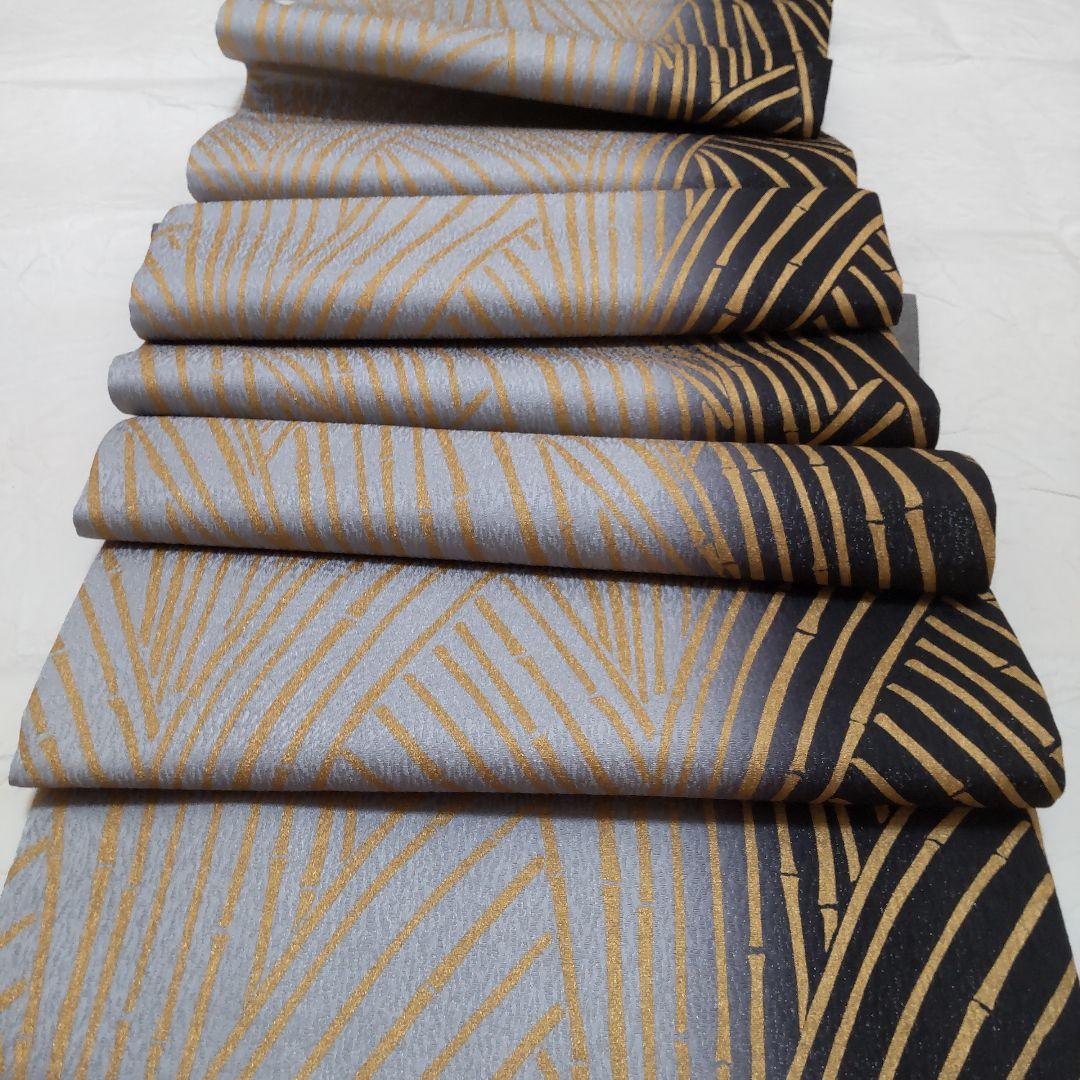 正絹　金彩竹柄　袋帯（４８８）