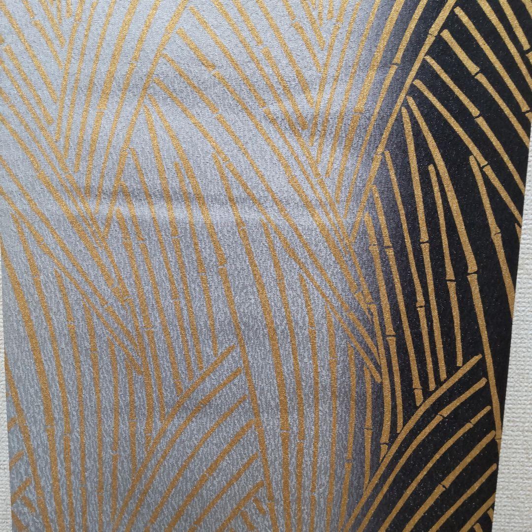 正絹　金彩竹柄　袋帯（４８８）