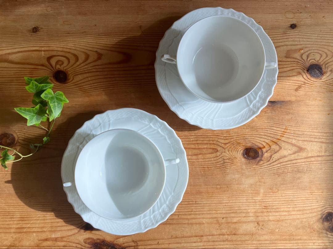 ベッキオホワイト　スープカップアンドソーサー×2