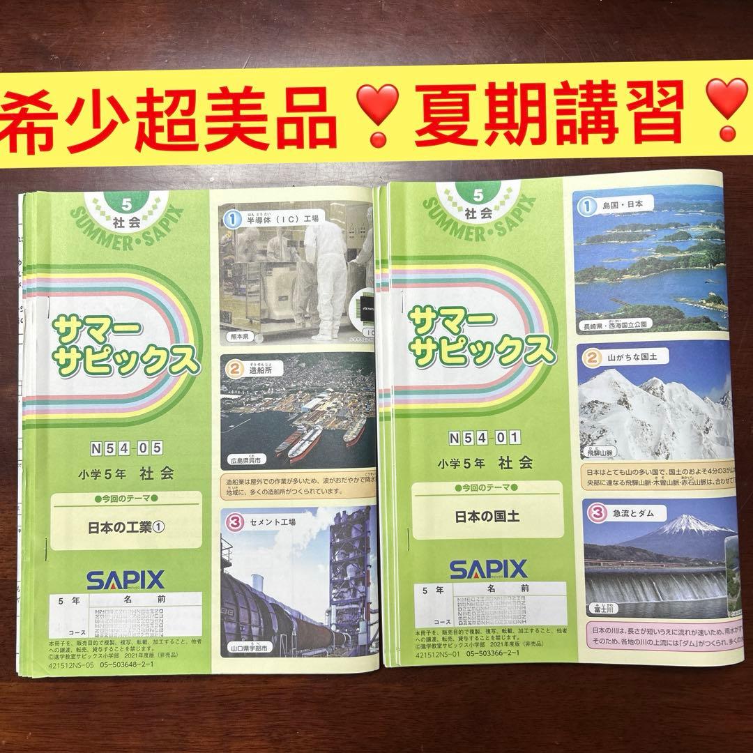 ㉑AA 未記入　サピックス　SAPIX 5年　社会　夏期講習　サマーサピックス