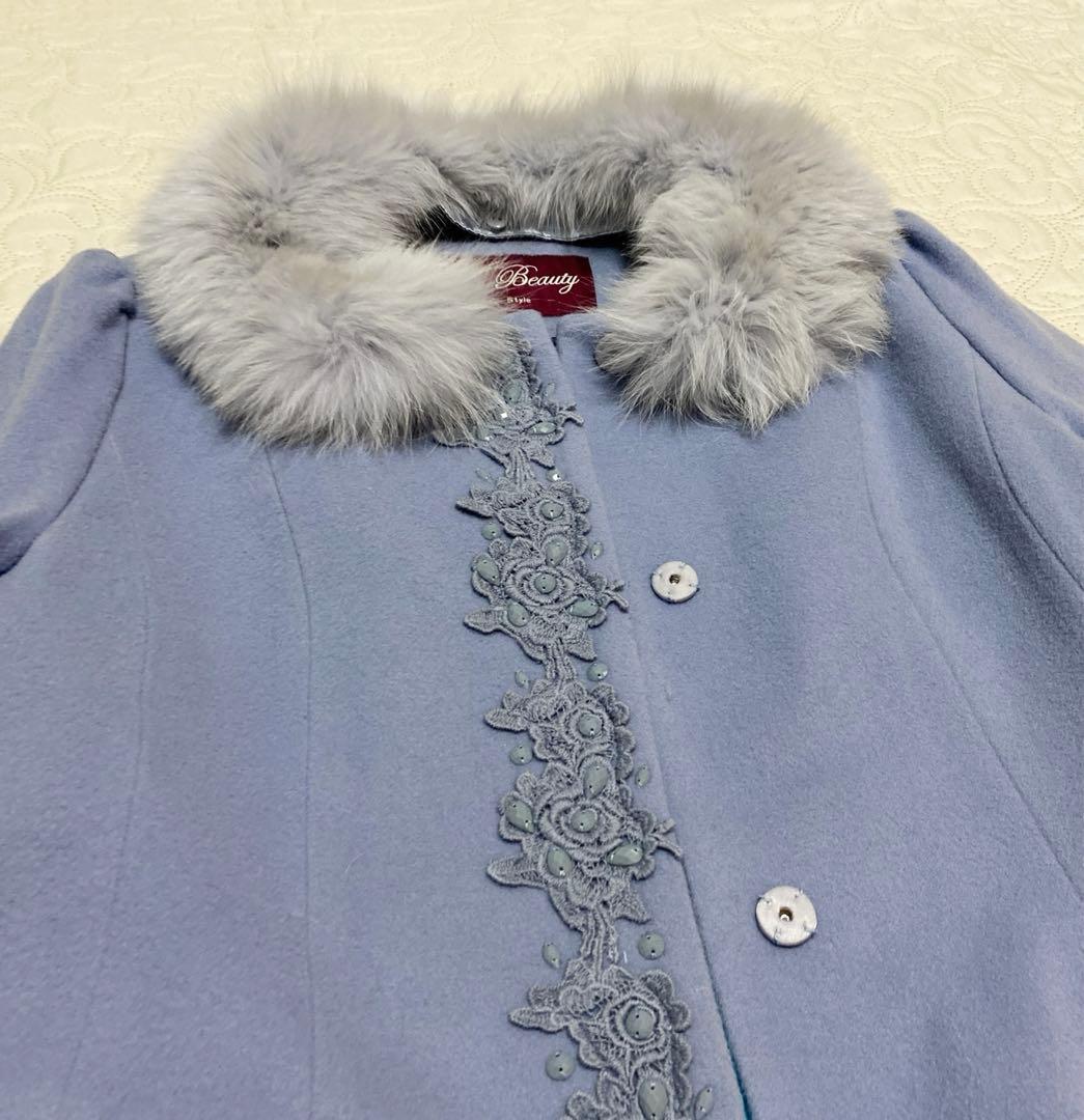 タグ付き☆スーパービューティー　ウールコート　ブルーフォックス　40