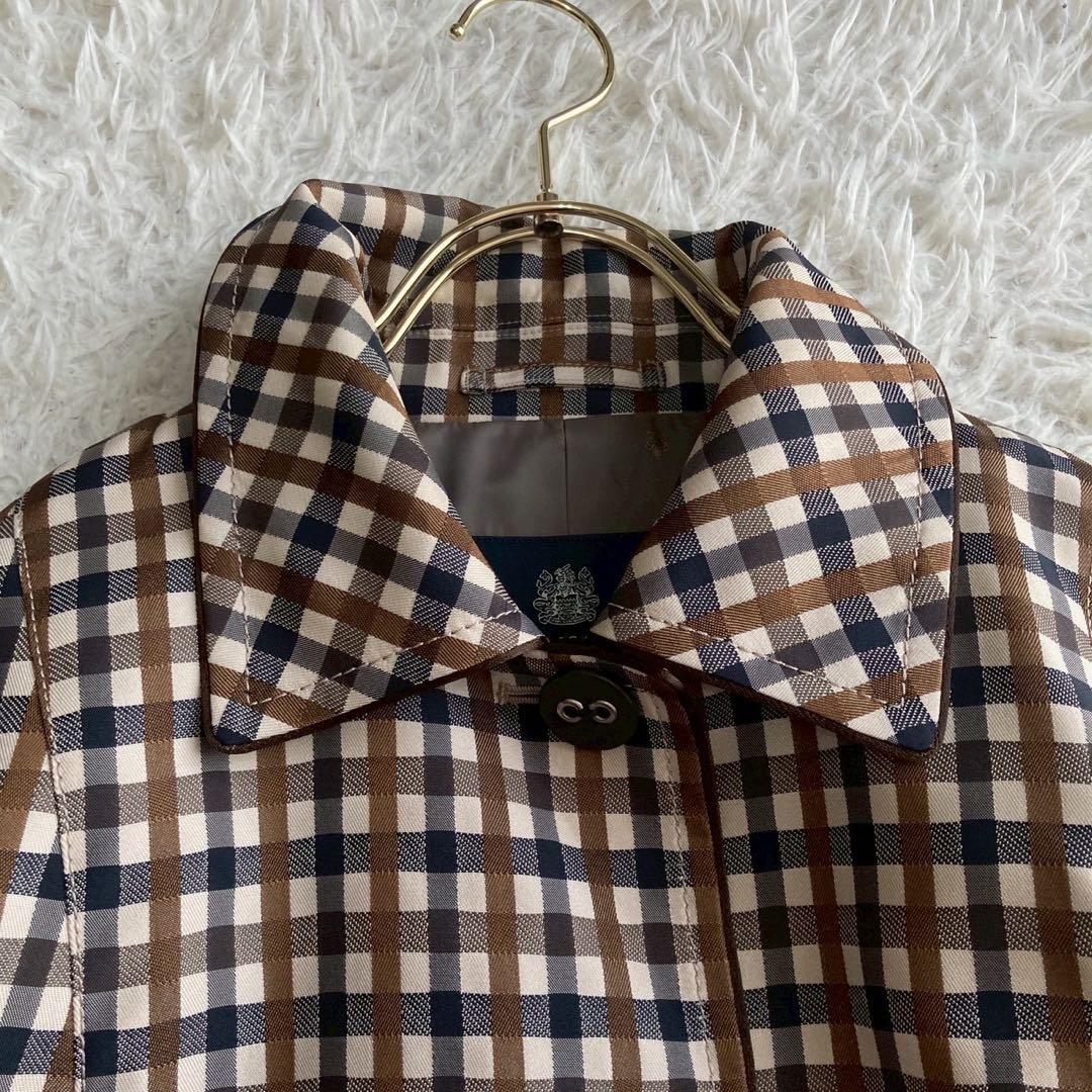 《良品》 Aquascutum チェック柄コート ブラウン 9号 キレイめ