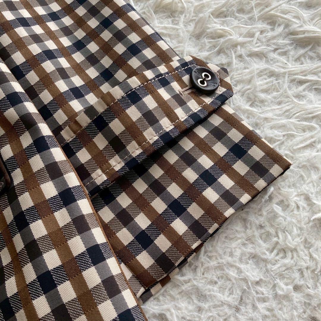 《良品》 Aquascutum チェック柄コート ブラウン 9号 キレイめ