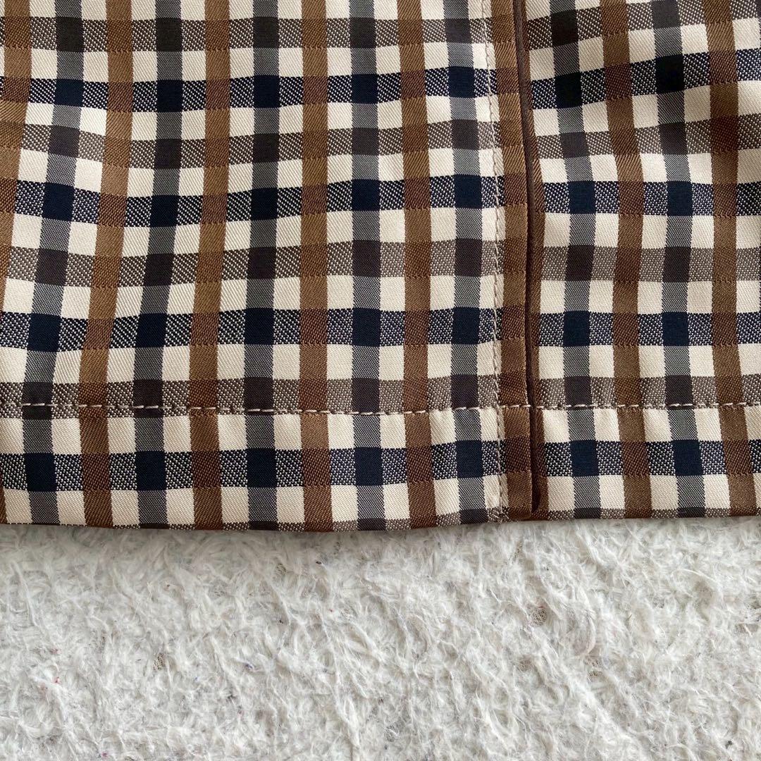 《良品》 Aquascutum チェック柄コート ブラウン 9号 キレイめ