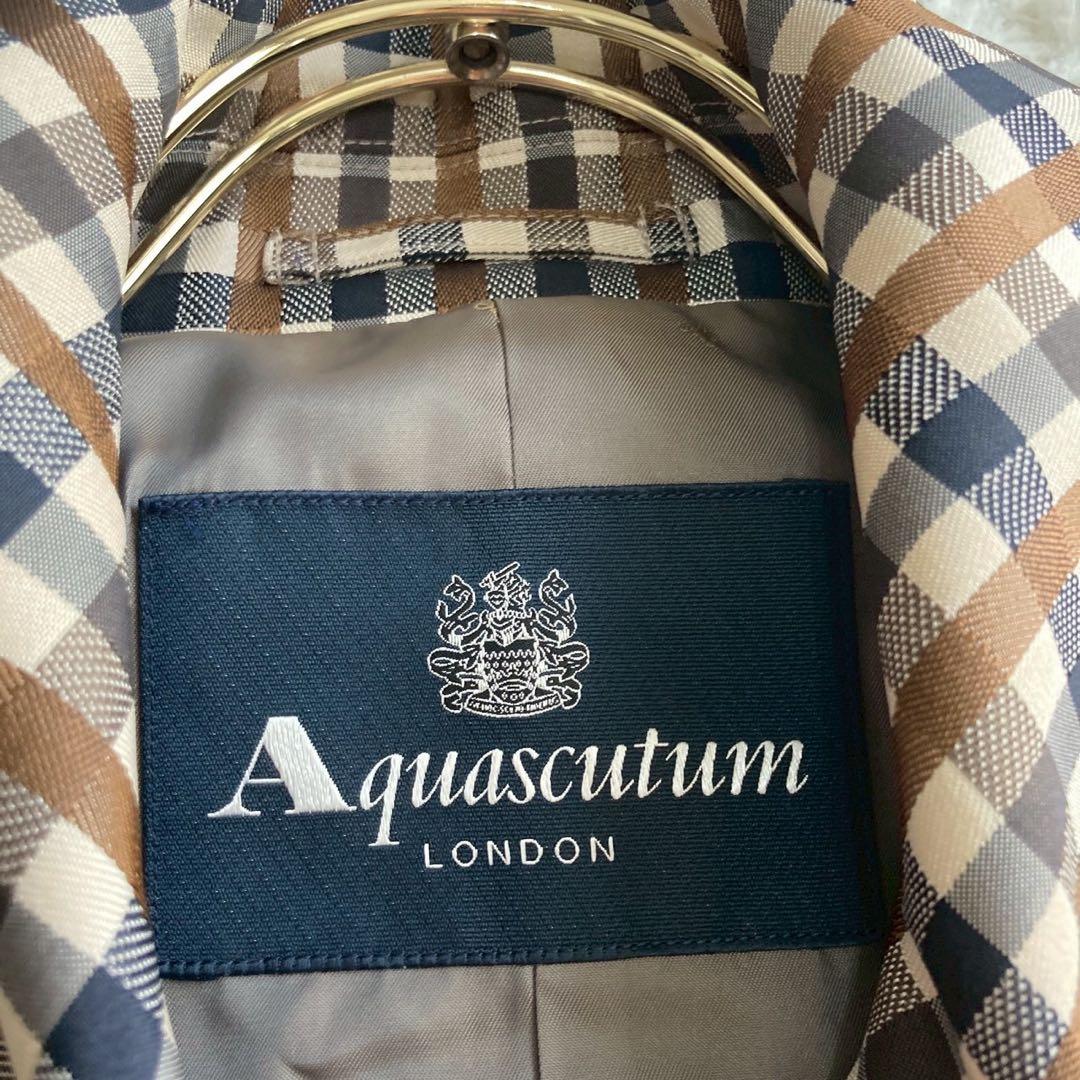 《良品》 Aquascutum チェック柄コート ブラウン 9号 キレイめ