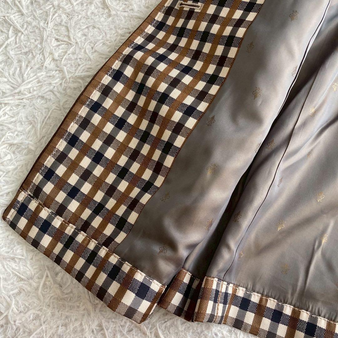 《良品》 Aquascutum チェック柄コート ブラウン 9号 キレイめ