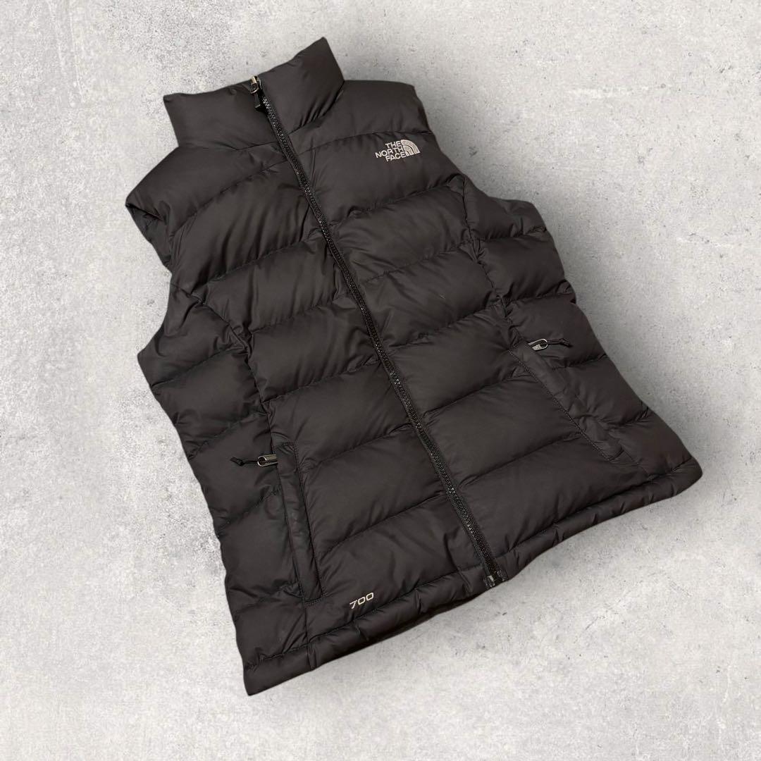 【ザ・ノースフェイス】ダウンベスト　ヌプシ　700 黒　S 刺繍ロゴ　g