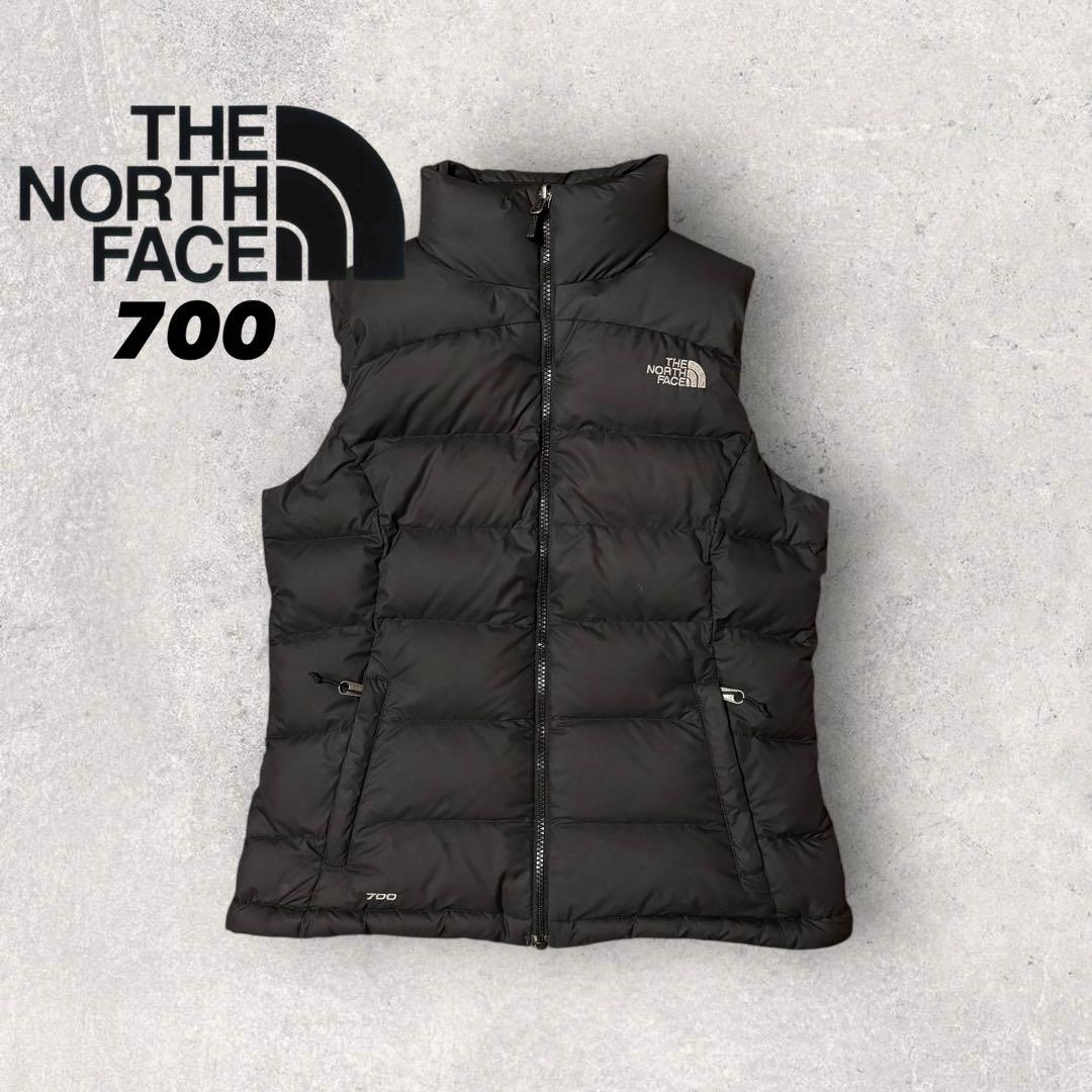 【ザ・ノースフェイス】ダウンベスト　ヌプシ　700 黒　S 刺繍ロゴ　g