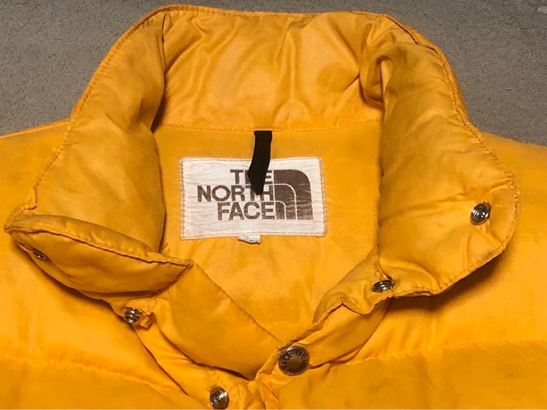 70S 80S　NORTH FACE　茶タグ　ダウンベスト　イエロー　ビンテージ