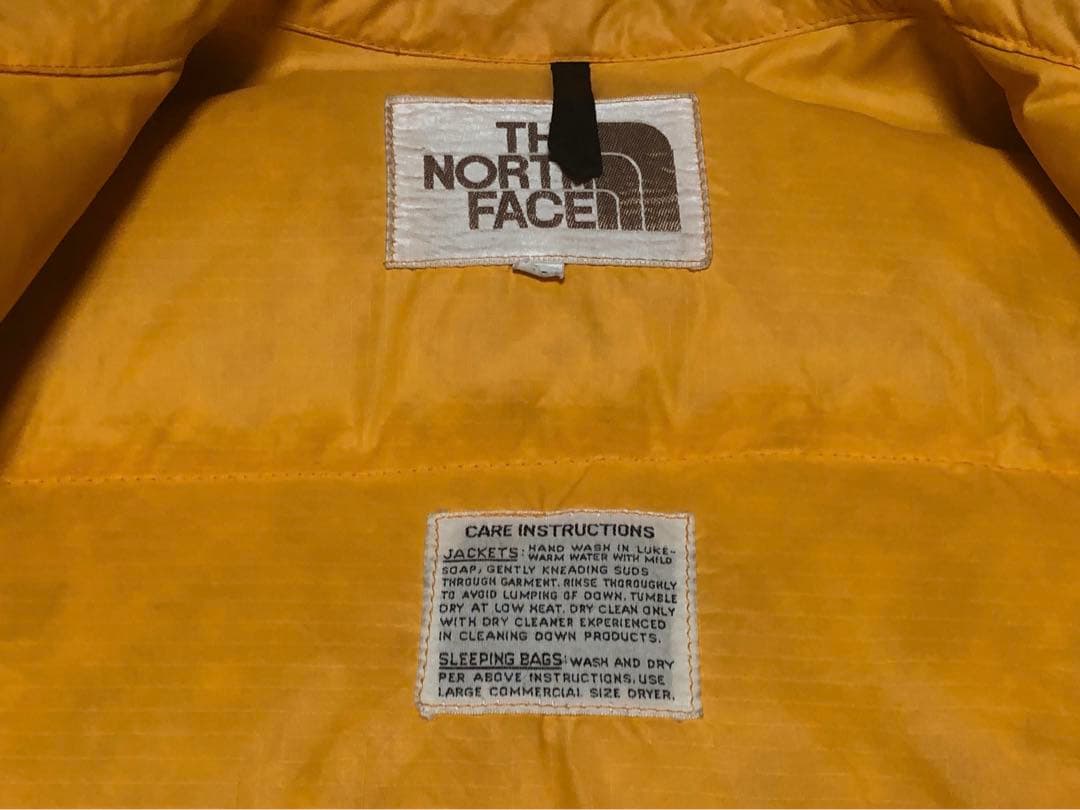 70S 80S　NORTH FACE　茶タグ　ダウンベスト　イエロー　ビンテージ