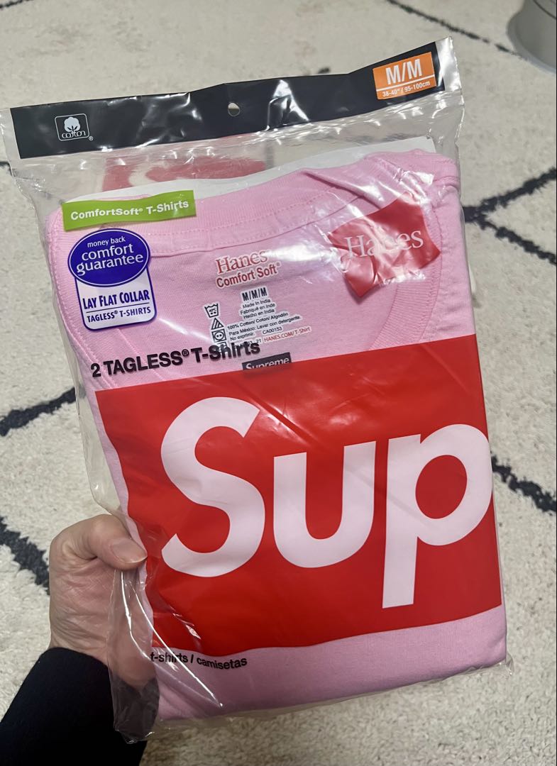 supreme ×Hanes コラボTシャツセット（白/ピンク）