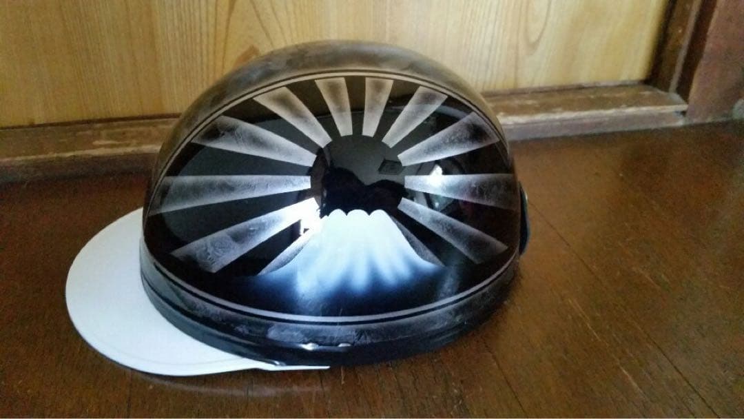 黒銀 ラップ塗装 富士日章 コルク半 ヘルメット 三段シート BEET カバー