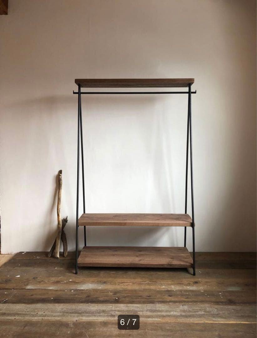 数量限定　特別価格　特大　ハンガーラック　古材　2段　ディスプレイラック