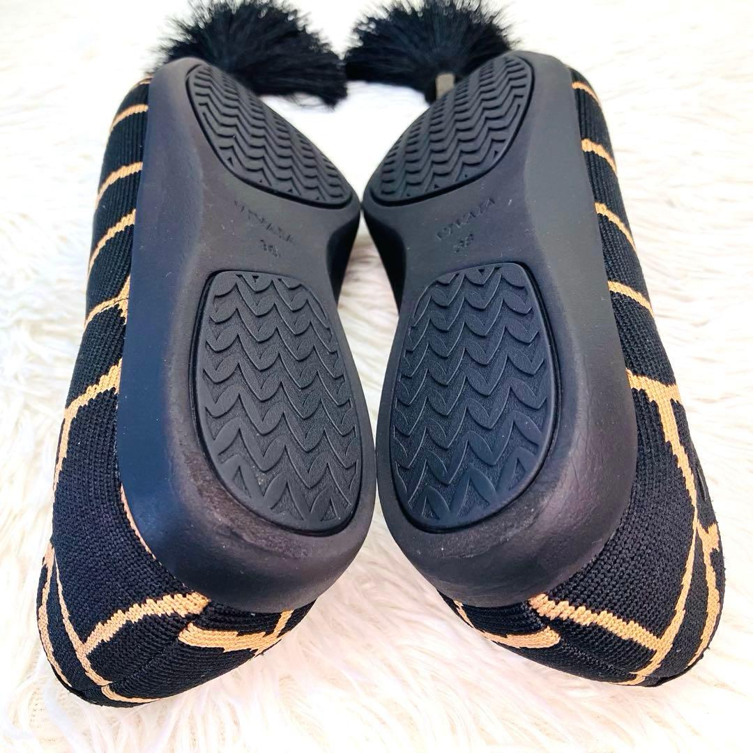 【極美品】希少VIVAIA 38 キリン柄 スクエアトゥ　シュークリップタッセル