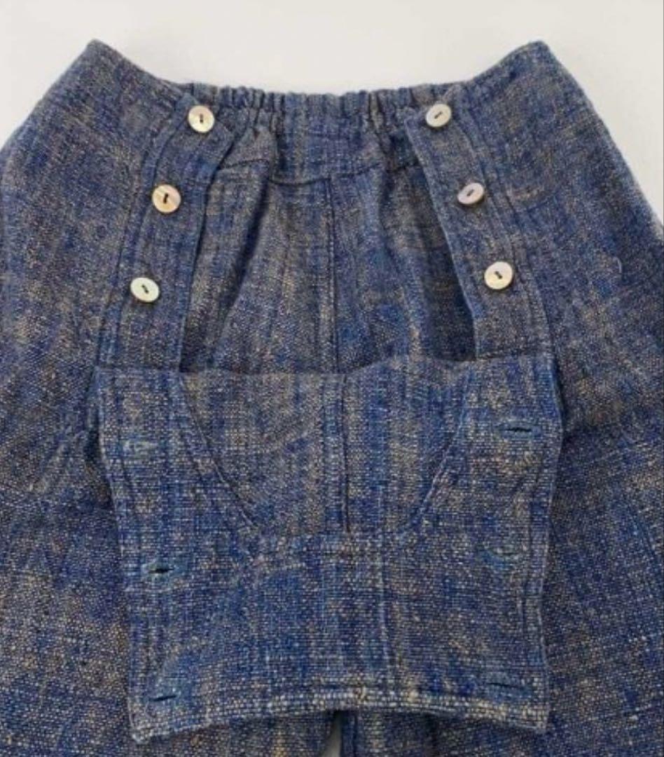 うさとの服 前ボタン パンツ　フレア　ネイビー