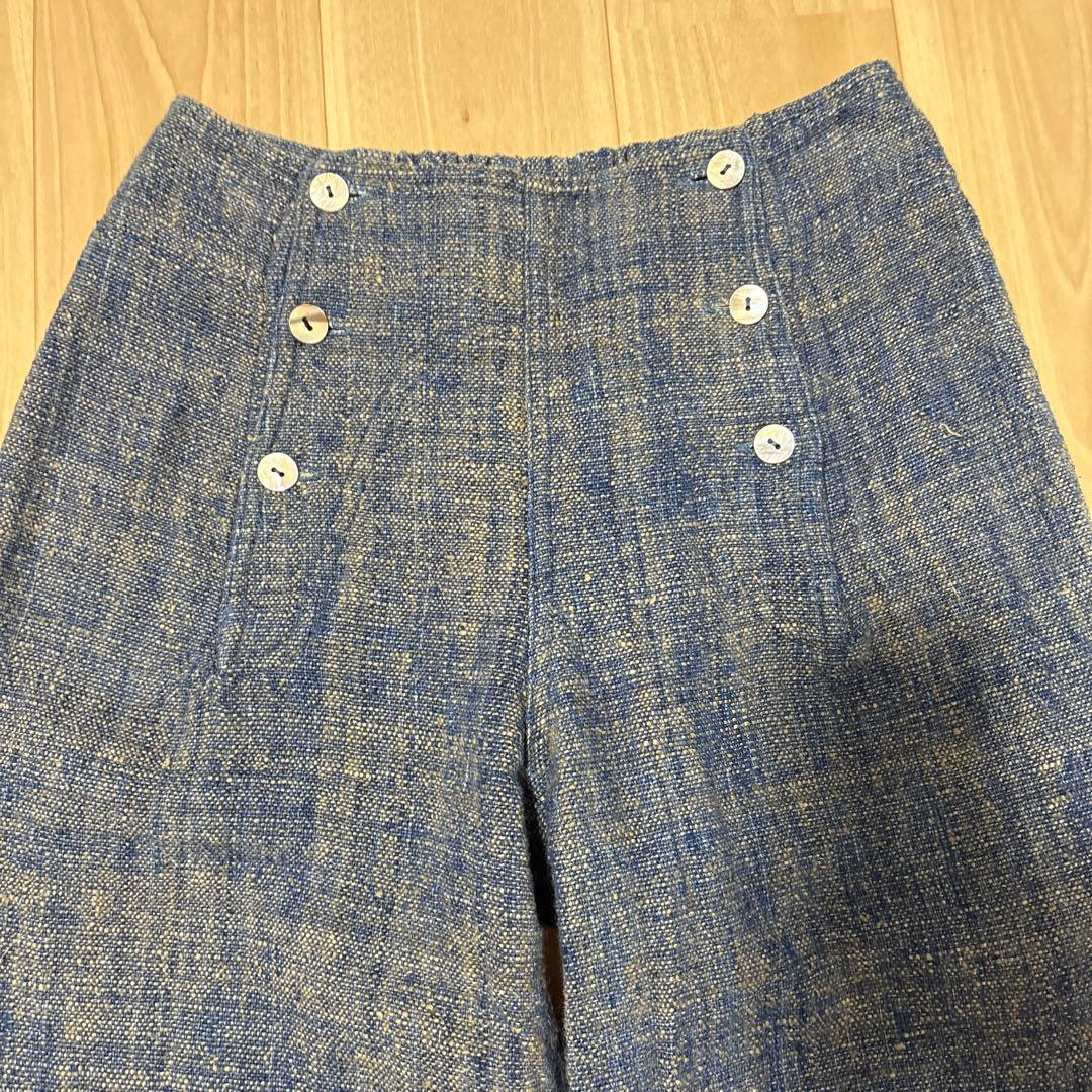 うさとの服 前ボタン パンツ　フレア　ネイビー