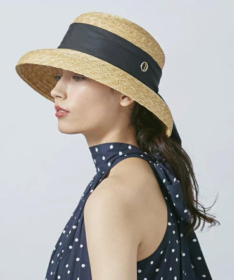 【黒】Chapeau d' O シャポードオー カサブランカ 麦わら帽子