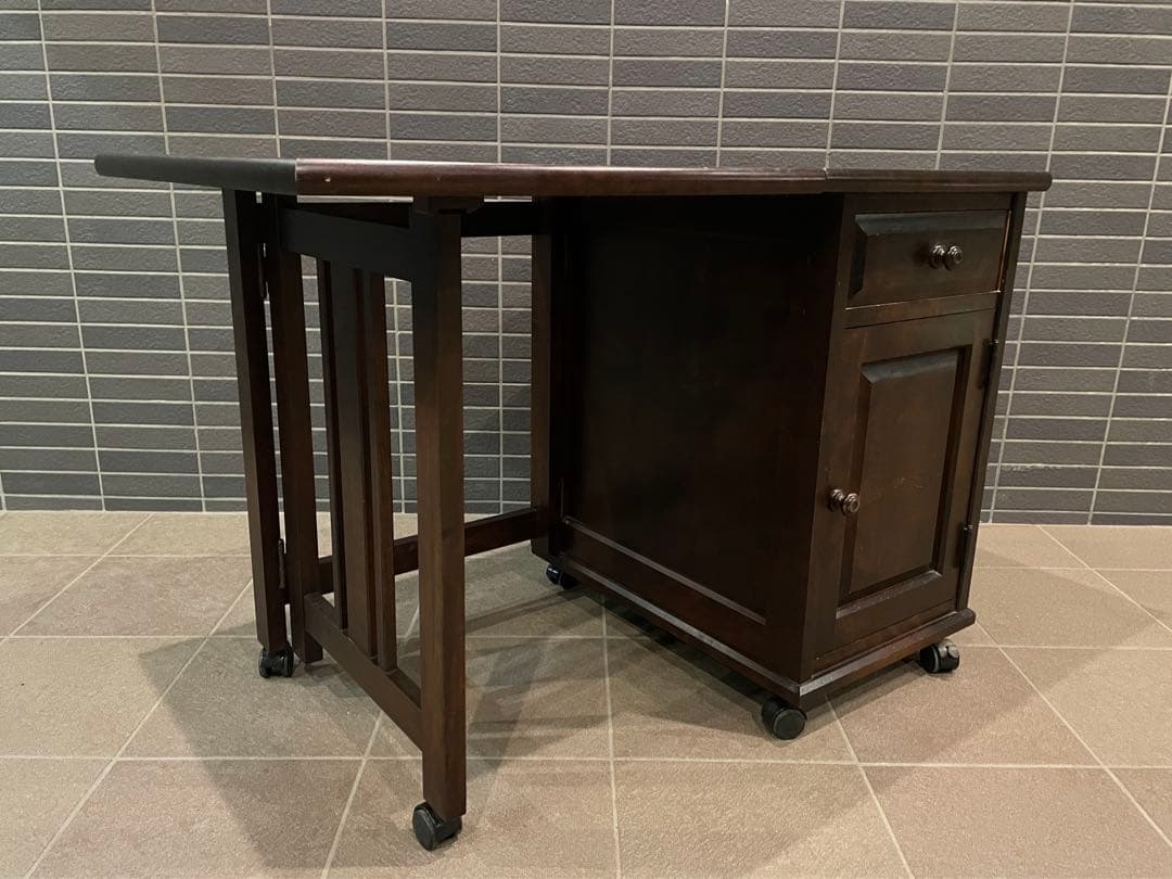 mos　希少モデル　北海道民芸家具　折り畳み天板が魅力の片袖机