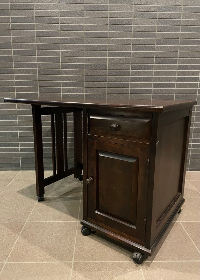 mos　希少モデル　北海道民芸家具　折り畳み天板が魅力の片袖机