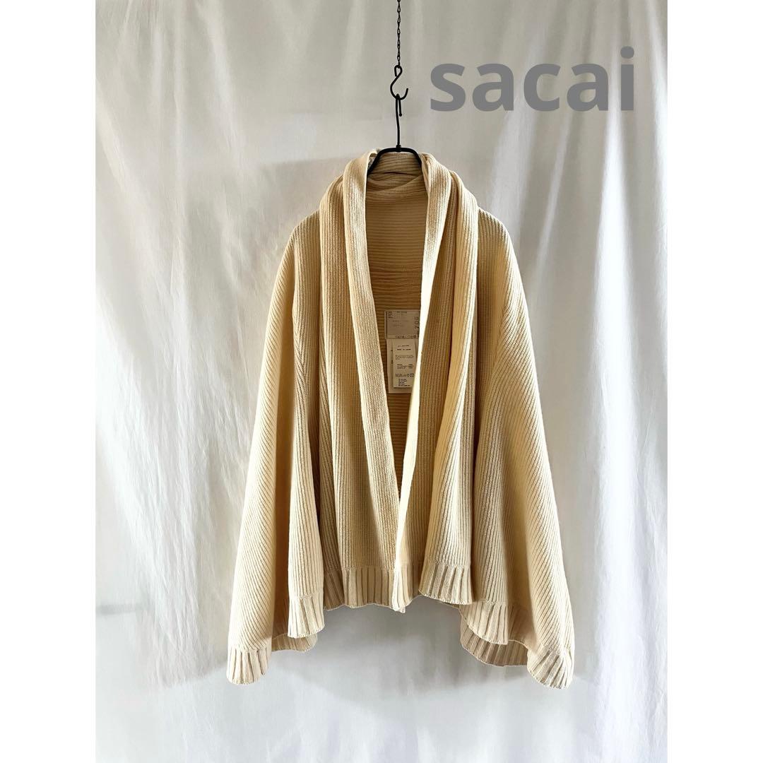 sacai サカイ ショールカラー ニットポンチョ カーディガン