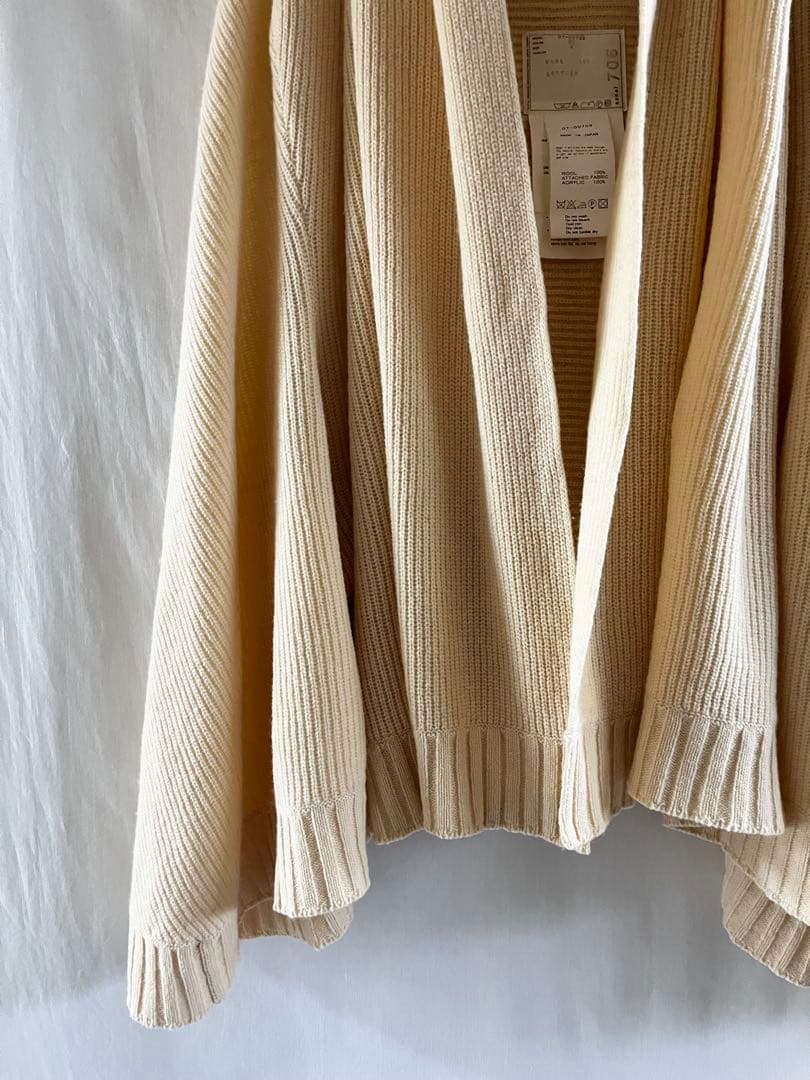 sacai サカイ ショールカラー ニットポンチョ カーディガン
