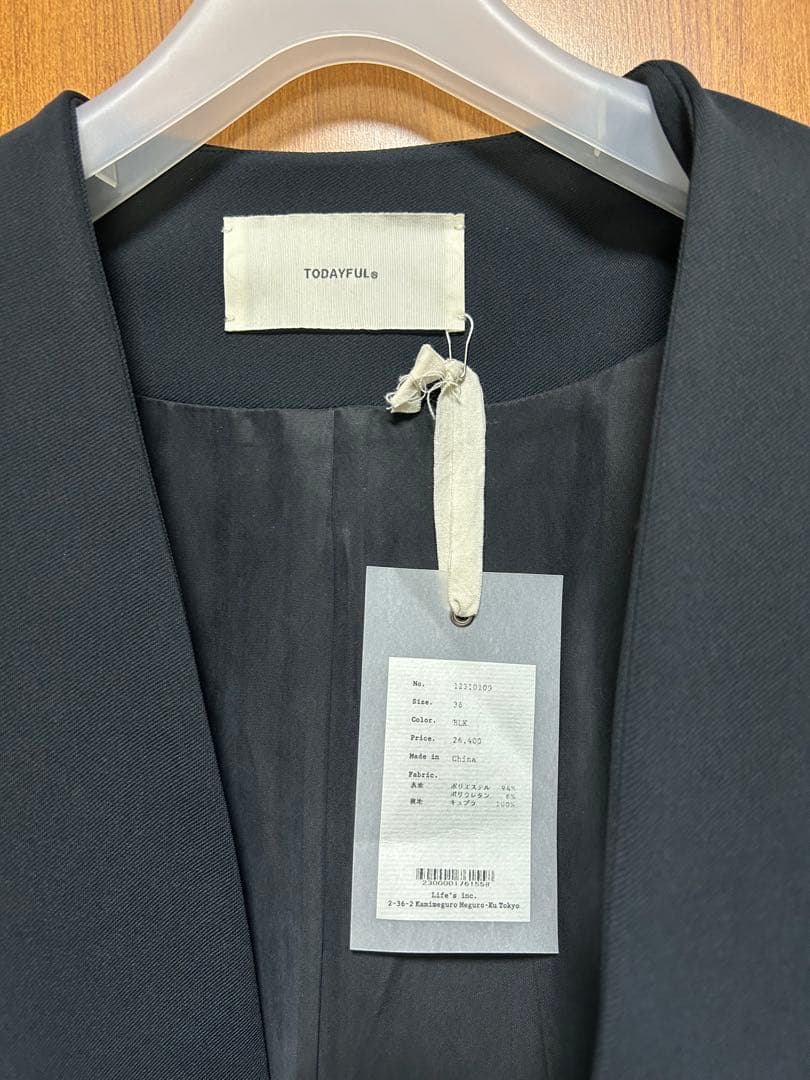 todayfulカラーレスツイルジャケット新品未使用タグ付(黒36)