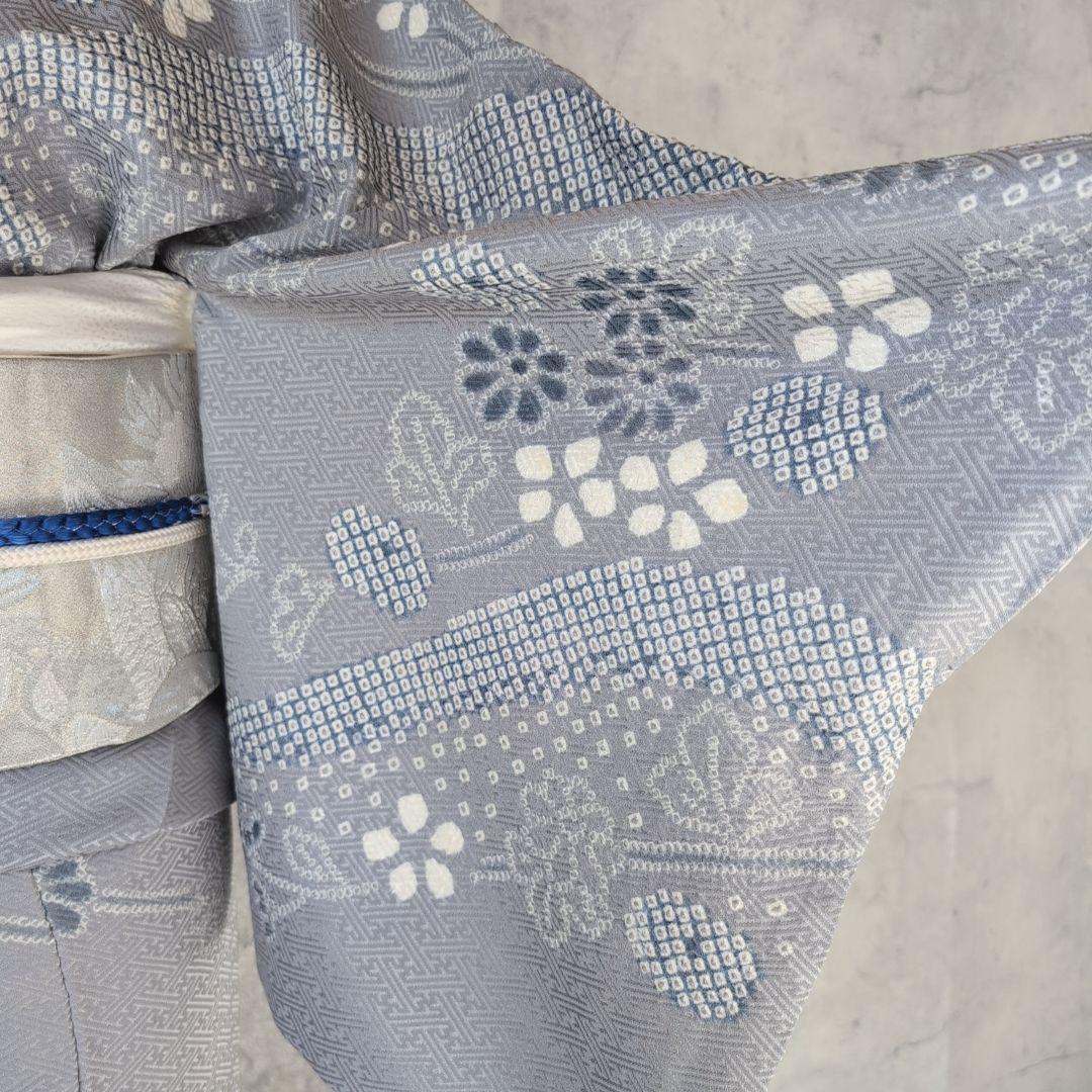 訪問着　フルセット　着物　正絹　絞り　トールサイズ　薄紫　花　C1