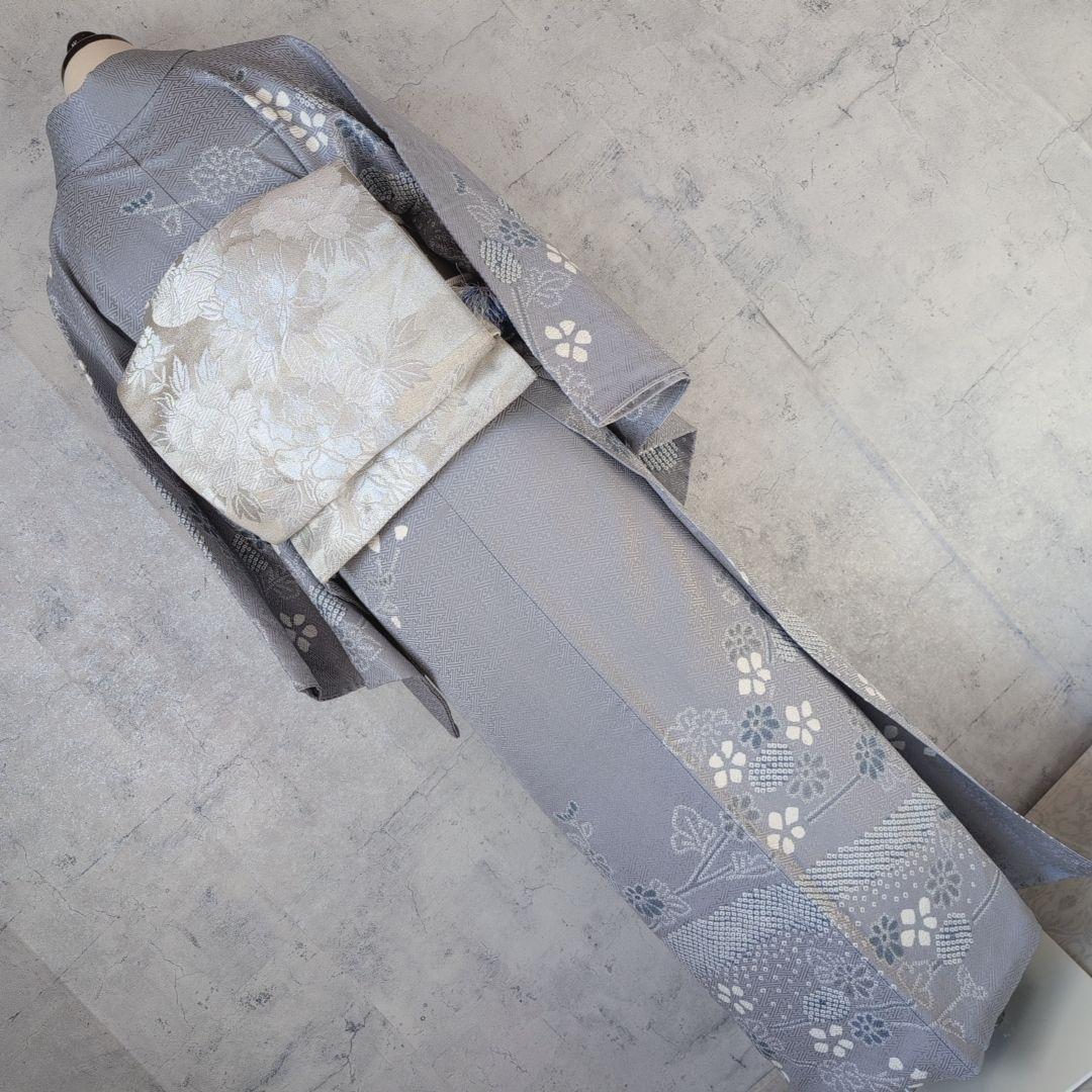 訪問着　フルセット　着物　正絹　絞り　トールサイズ　薄紫　花　C1