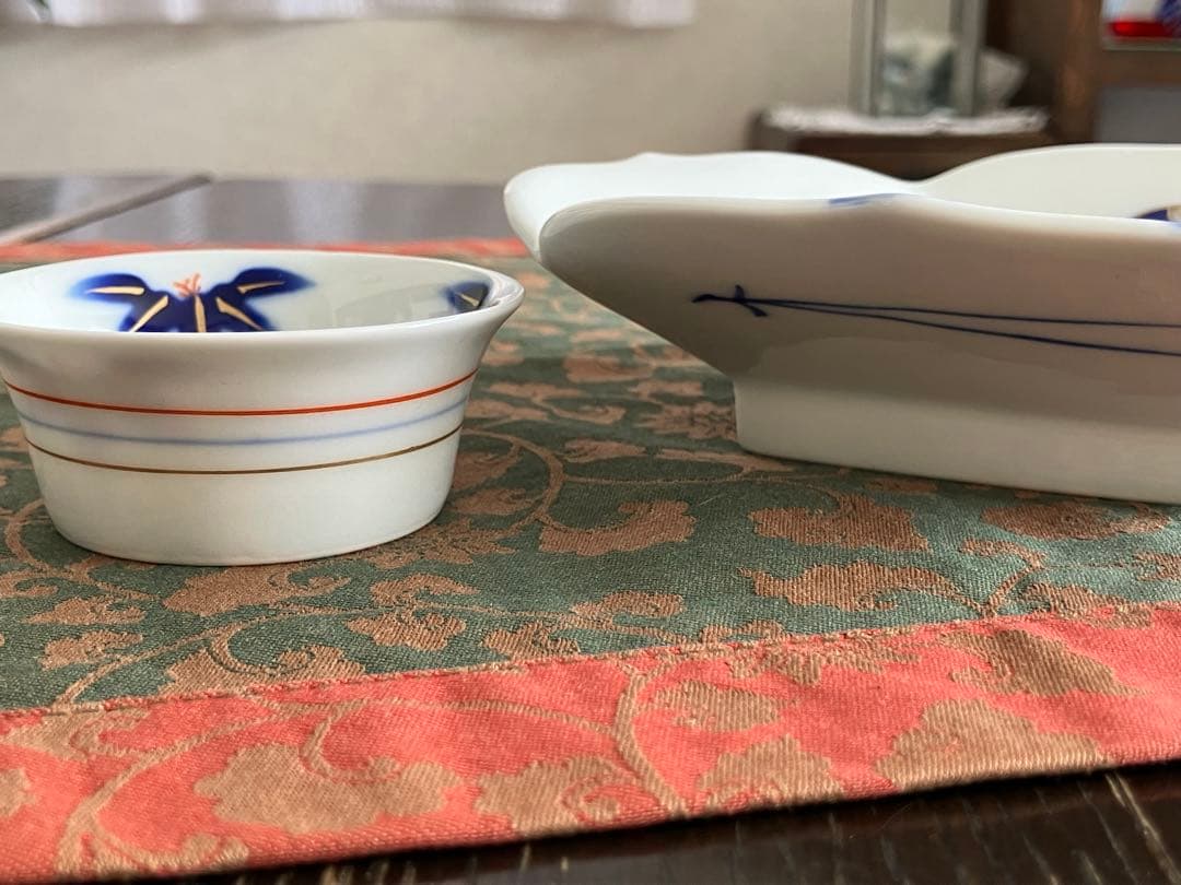 深川製磁　笹の柄 お刺身などの皿　のぞき 希少