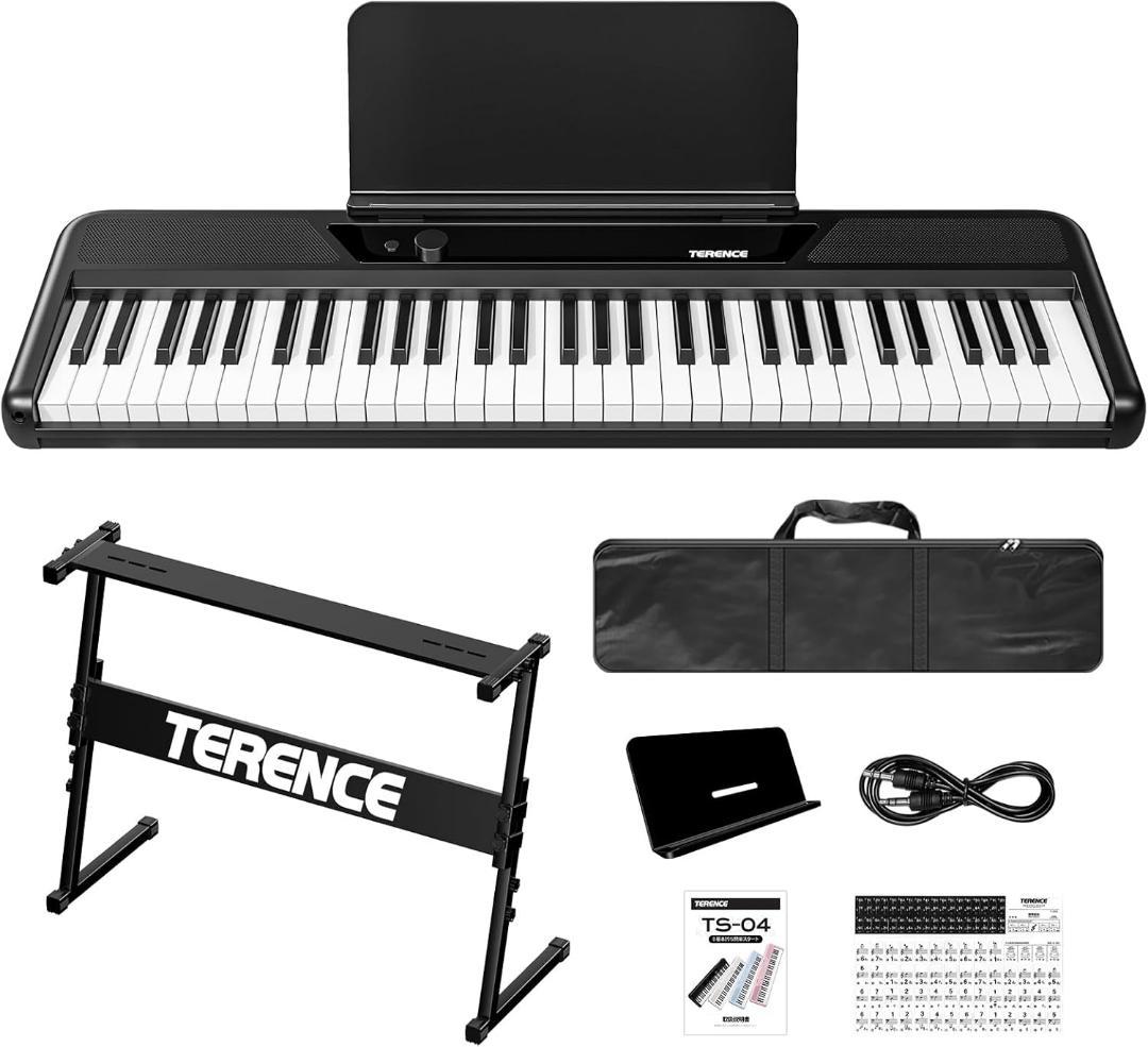 電子ピアノ 61鍵盤 キーボード ピアノ スタンド 持ち運び ブラック 練習