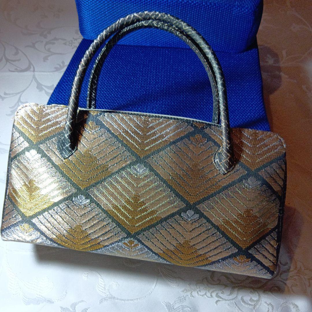 利休バック　幾何学模様 金色 銀色　お値下