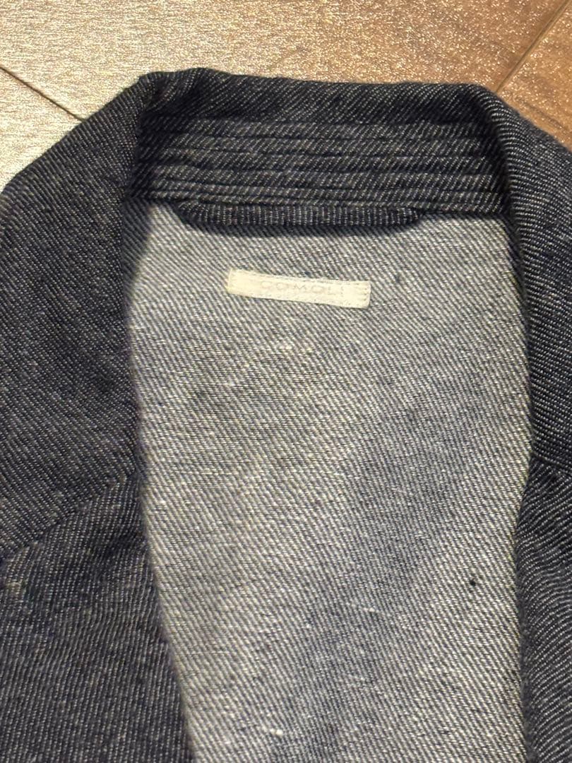 美品 コモリ テーラードジャケット ウールリネン シャツ デニム調 インディゴ